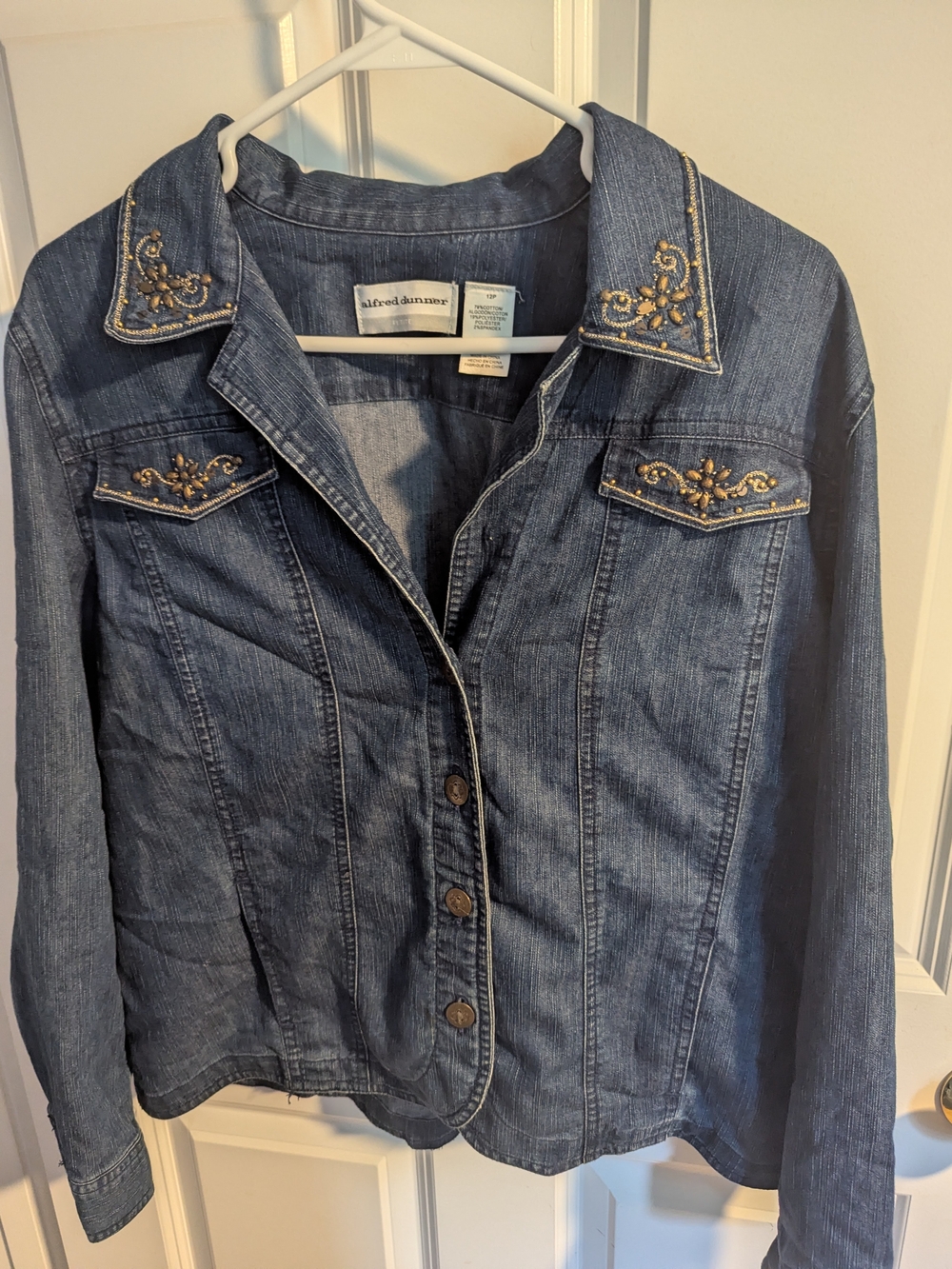 Alfred Dunner Women's Embellished Denim Jacket - Blue